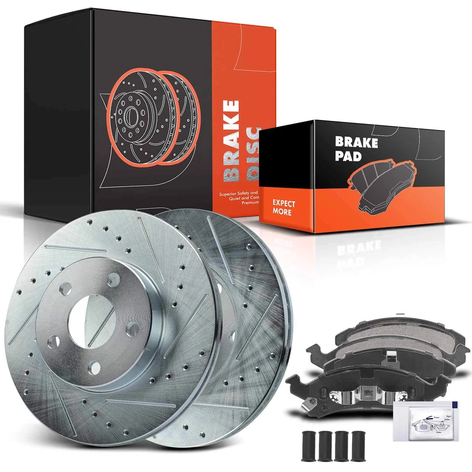 Front Drilled Brake Rotors & Ceramic Pads for Chevrolet Corsica Buick Pontiac - Image 1 of 4