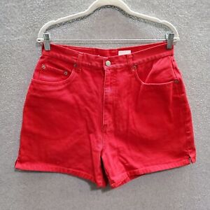 Bill Blass Women Shorts 12 Red Denim High Rise Pockets 4" Inseam Casual Summer