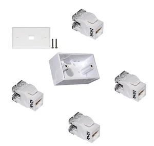 PRESA A MURO SCATOLA ESTERNA INCL  4 FRUTTI BIANCHI KEYSTONE JACK RJ45 UTP CAT 6 - Imagen 1 de 21