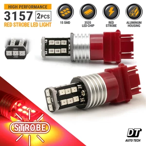 2x 3157 3156 Rojo Estroboscópico Parada de Freno Intermitente Señal Flash Bombillas 3535 LED SMD - Imagen 1 de 13