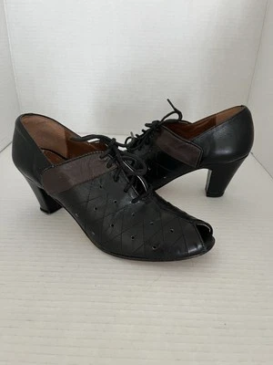 Re-Mix 豪华复古经典露趾牛津复古鞋 8 码黑色 — 第 1/4 张图片