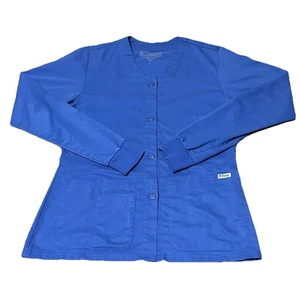 Grey's Anatomy Scrub Jacket Women's S Blue Medical Lab Coat Workwear Pockets - Picture 1 of 8