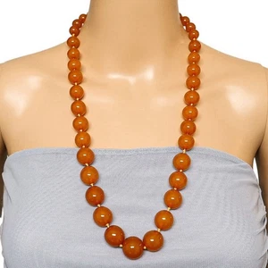 Vintage Amber Necklace 14K Gold Clasp 72g Round Beads 10-18mm Hand Knotted 27” - Picture 1 of 12