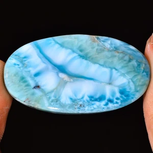 100% Natural Larimar Gemstone 54.40 Cts Oval Cabochon 21x41x6 mm Loose Gems - Picture 1 of 7