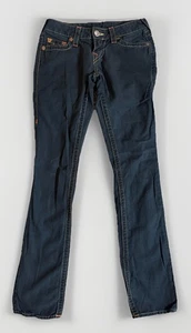 True Religion Johnny Women's Vintage Y2K Dark Wash Denim Jeans Size 25 Low Rise - Picture 1 of 6