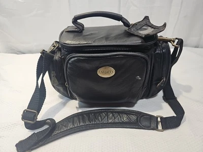 Antiga Bolsa para Câmera Ambico Preta Couro Sintético 12"x7"x7.5" - Imagem 1 de 4