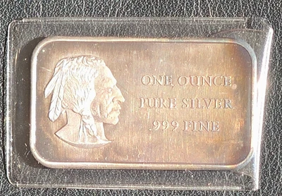 Barra de plata American Bi-Centennial 1976 .999 una onza troy Indian Madison Mint Foto 1 de 4