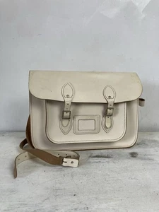 The Leather Satchel Company White Ladies Satchel Bag Full Size Preppy School - Picture 1 of 17
