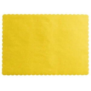 50 Choice 10" x 14" Gold Colored Paper Placemat with Scalloped Edge - Picture 1 of 2