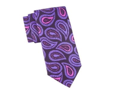 $325 Nuevo con Etiquetas Charvet Paris Novela Púrpura Rosa Paisley Alterna 100% Seda Corbata Cuello Foto 1 de 3