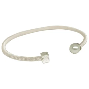 TOUS Bangle Bracelet Icon Mesh Sterling Silver 925 Bear Motif Pearl - Picture 1 of 3