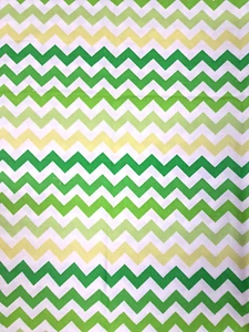 White Yellow Green Chevron Striped Fabric 100 Cotton Quilting Zig Zag Pattern - Picture 1 of 4