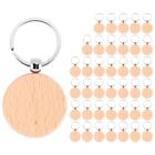 40Pcs Blank Round Wooden Key Chain Diy Wood Keychains Key Tags Can Engrave2285