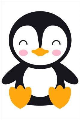 Pintura de desenho animado Penguin Just Smile arte de parede casa - POSTER 20x30 - Imagem 1 de 3
