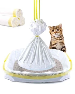 Cat Litter Box Liners, 30 Count Jumbo Extra Durable Large Drawstring Kitty Li... - Picture 1 of 7