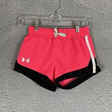 Under Armour Shorts Girls Youth Small Pink Black Athletic Running Gym Casual
