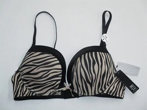 913B3 Rampage 500624 Animal Print Push Up Bra 38C Black & Beige - Picture 1 of 2