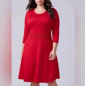 LANE BRYANT ~ NWT! 14 16 26 28 ~ Venetian Red Ribbed Knit Skater Sweater Dress - Picture 1 of 5