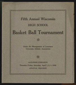 1909 WISCONSIN HIGH SCHOOL BASKETBALL TOURNAMENT PROGRAM~HIGH GRADE~UNIQUE - Picture 1 of 2