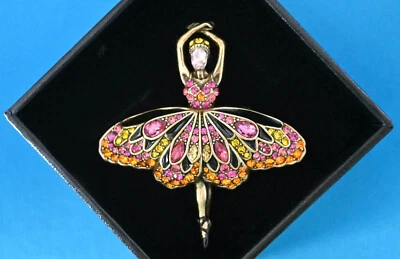 New $110 HEIDI DAUS Artistic 'Papillion' Ballet Ballerina Enamel Crystal Pin - Image 1 of 4