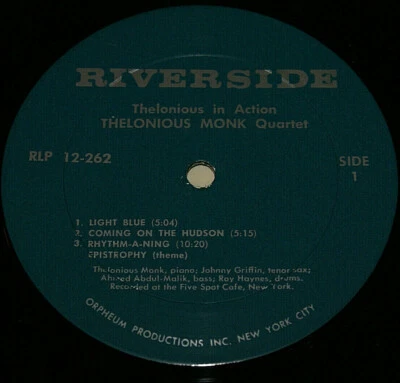  Thelonious Monk Quartet With Johnny Griffin ‎Thelonious In Action Mono 1966 Lp - Image 1 of 4