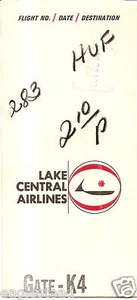 Ticket Jacket - Lake Central - Gate K4 Station Stamp Convair 580 c1967 (J1926) - Picture 1 of 1
