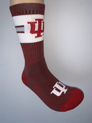 INDIANA HOOSIERS NCAA COLLEGE LOGO FIRST STRING CREW LENGTH SOCKS LARGE MENS - Image 1 of 2