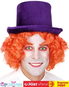 Mad Hatter Purple Velvet Top Hat Alice In Wonderland Costume Book Week - Picture 1 of 1