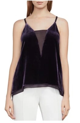 NUEVO CON ETIQUETAS BCBG MAXAZRIA Lyssa Terciopelo Asimétrico Top Color Ciruela Talla Xs Foto 1 de 4