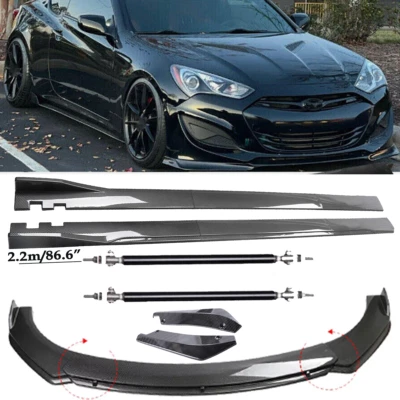 Carbon Fiber Front Bumper Lip Spoiler & Side Skirt For Hyundai Genesis Coupe Foto 1 de 4