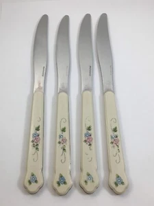 Pfaltzgraff TEA ROSE Stainless Taiwan 4 Dinner Knives Flatware  - Picture 1 of 3