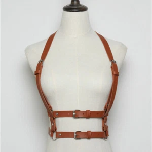 Lady PU Leather Body Harness Adjustable Strap Waist Belt Vest Corset Retro New - Picture 1 of 15
