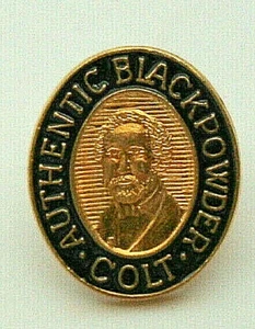 Authentic Colt Blackpowder Lapel Hat Badge Pin New NOS 1980s? Samuel Portrait - Picture 1 of 4