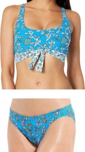 Top o parte inferior de bikini Michael Kors para mujer boho flor azul radiante bandeau, M - Imagen 1 de 10