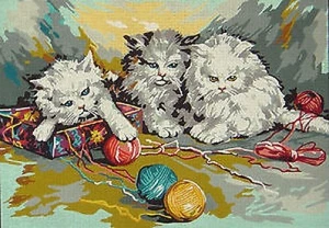 Lona de tapiz para gatitos tocando (duende L) 45xcm x 60cm - Imagen 1 de 1