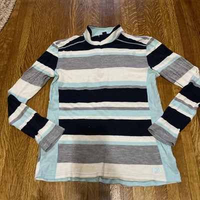 Camisa Helly Hansen Mujer XL Lana Merino Capa Base Azul Cuarto Nórdico Cremallera Esquí Foto 1 de 4