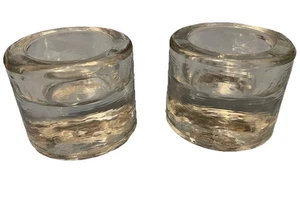 Vintage Clear Textured Glass Mid Century Modern Tealight Candleholder 3" - Picture 1 of 5