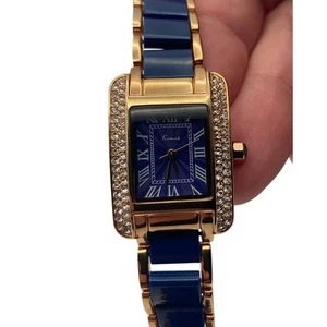 Schöne Kimio blau/gold mit Edelsteinen Damen Analog Uhr / Armbanduhr mit neuer Batterie - Bild 1 von 7