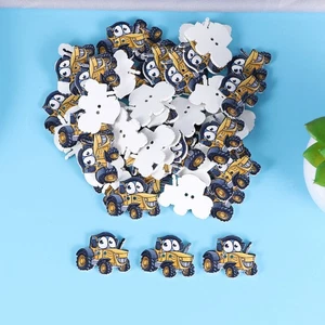 50 Pcs Wooden Tractor Buttons Child Baby Boy Cute Craft for Sweaters - Picture 1 of 7