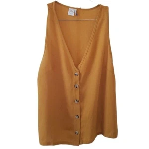 Paper Crane Dark Yellow Sleeveless Button Down Top - Picture 1 of 3