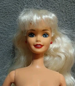 Barbie Doll Sweet Nude Ooak Articulated Platinum Blonde Red Lips Blue Eyes  - Picture 1 of 7