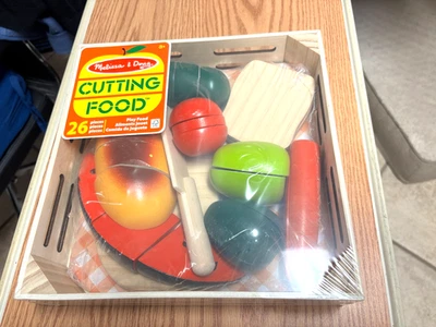 Melissa & Doug Cutting Food Play Set Wooden Pcs Knife & Cutting Board Brand New - Image 1 of 2