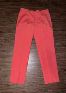 Brooks Brothers Chino Pants Mens 36x32 Coral Clark Fit Supima Stretch Pleated - Picture 1 of 5