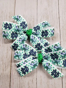 Set of Two Notre Dame Fighting Irish Hair Bows Notre Dame Bows - Picture 1 of 2