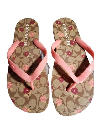Chanclas Coach salmón/marrón florales para mujer - talla 11 Foto 1 de 4