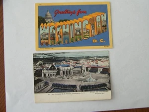 Washington DC 2 Postcards Large Letter Greetings New Terminal Railroad Station - Picture 1 of 2