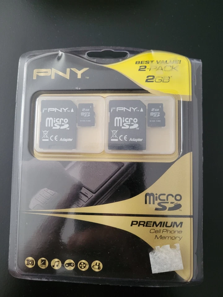 New PNY 2-Pack 2GB  Micro Cards Memory 4GB Total P-SDU2G8X2-MF Factory Sealed - Image 1 of 2