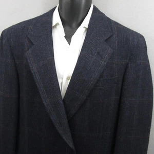 Austin Reed Mens Sport Coat Size 44 L Blue Plaid Pure Virgin Wool Single - Picture 1 of 11