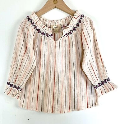 Top túnica Peek a rayas plateadas bordada nuevo con etiquetas edad 2T precio minorista $44 $24 Foto 1 de 4