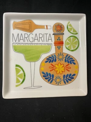 Crate & Barrel Cocktail Plates Margarita Sangria Daquiri Whiskey  - Set of 4 New - Image 1 of 4